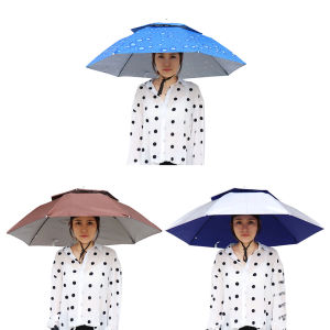 [joyonline]Outdoor Head-Mounted Foldable Fishing Cycling Shade Double Layer Umbrella Hat