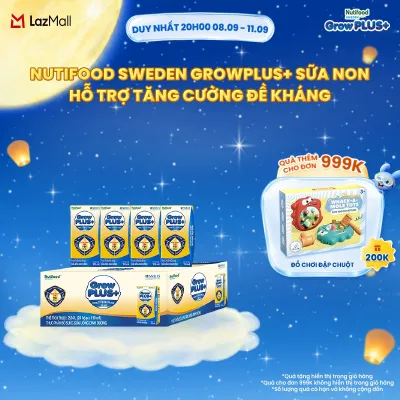 Thùng 24 hộp Sữa Bột Pha Sẵn Nutifood GrowPLUS+ Sữa Non (Vàng) - Hỗ Trợ Tăng Cường Đề Kháng 110ml