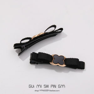 Ins Internet Popular New Four-Leaf Flower Top Clip Bangs Duckbill Clip Korean Simple Lady Clip Fabric Hairpin Headdress