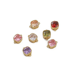 1pc/bag 10x7mm 14K Gold Plated Brass with Cubic Zircon Stone Connector Charm for Bracelet Necklace DIY Jewelry Making Accessories