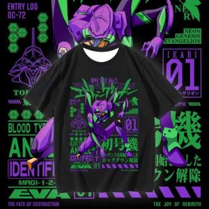 Bandai | 2026 Hot Selling Summer Fashion New Anime New Era Gospel Warrior Mecha Combat 3D Printed T-shirt Hip-hop Street Clothing