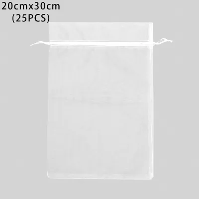 25Pcs/Set Organza Gauze Drawstring Bag Party Supply Christmas Favor Jewelry Packing Pouches Wedding Candy Pocket Gift Bags