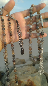 Tasbih Akik Coral Grey 8mm/10mm original Mesir (Coral Grey Agate Stone Beads)