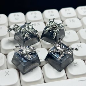 Custom Handmade Metal Keycaps Black Butterfly Girl Design OEM ESC Keys for Mechanical Gaming Keyboard Artisan Personality Gift