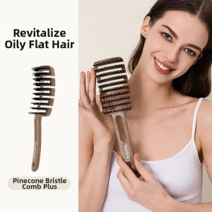 RHOS | Pig Bristle Hair Brush with Cushion and Arc Design