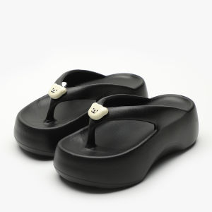 Thick Sole Increased Cute Flip-Flops Womens Summer Outwear 2024 New Arrival Platform Shoes Feeling of Walking on Shit Beach Flip-Flops