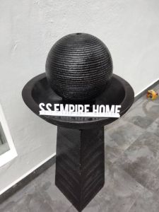 S46 Ball Yellow / Black Feng Shui Water Fountain Trophy Ball Kolam Air Sandstone Garden Water Feature Balinese 风水流水喷泉瀑布池
