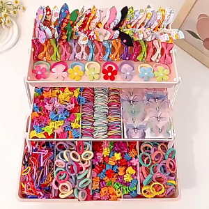 870Pcs Colorful Hair Tie Hair Clip Set for Women Ponytail for Girls Star Clip Fashion Accessories (NO BOX)