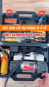 Máy Bơm Lốp Ô Tô 2 Xi Lanh Tự Động Ngắt Kèm Bộ Dụng Cụ  bơm ô tô chuẩn xịn siêu khỏe siêu bền