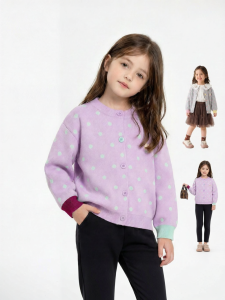 DUDUJIA | Áo Cardigan Len 100% Cotton Cho Bé Gái Mùa Thu
