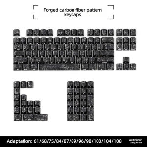 Carbon Fiber Texture Fog Black Transparent PC Keycaps 132 Keys Double Shot Cherry Profile Keycap for Gateron Mechanical Keyboard