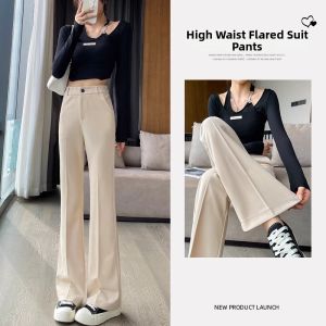 La Chapelle | High Waist Slimming Flowy Flared Pants for Petite Women Black