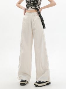 Konggeins High Waist Wide Leg Sweatpants Womens American Retro Oversize Long Pants Spring Autumn Loose Drapey Feel