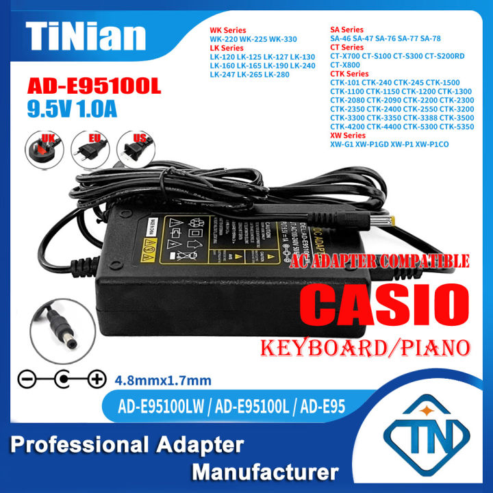 1A AC/DC Adapter AD-E95100LW AD-E95 for Casio LK-190 LK-240 LK-247  LK-265 LK-280 Keyboard Electronic Piano Power Supply Lazada PH - Main Image
