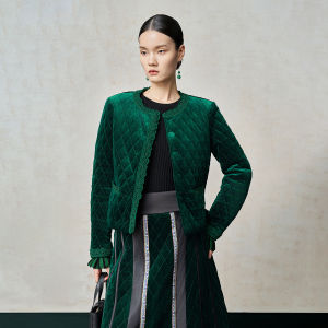 Hand Crochet Lace Beaded Velvet Coat