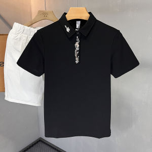 Áo Thun Polo Cổ Polo Thêu Hoa Dáng Ôm Phong Cách Anh Thời Trang Mùa Hè Cho Nam Chất Liệu Cotton Thường Ngày