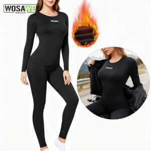 WOSAWE Womens Fleece Lined Thermal Underwear Set Motorcycle Skiing Base Layer Winter Warm Long Johns Shirts & Tops Bottoms