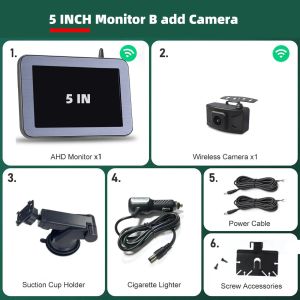 AHD1080P Wireless Backup Reversing Camera WIFI Rear View 4.3/5Inch HD Parking Monitor for Truck Bus Car Vehicle Night Vision