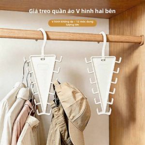 V-shaped Double-sided Large Capacity Foldable Closet Hooks 12 Hooks