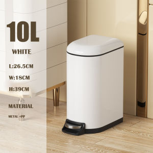 6L/10L/12LBathroom Pedal Trash Can，Garbage bin with foot pedal，Stainless Steel trash bin with inner Bucket for bathroombedroomstudy，office