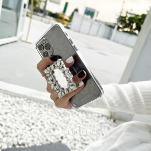 เคสโทรศัพท์แบบครอบเต็มจอ Apple 17 ดีไซน์เล็ก กระจกเพชร ขาตั้ง 17promax 16promax 15pro 14 นิ้ว 13 นิ้ว ดีไซน์เล็ก