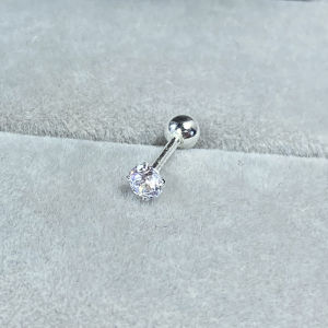 999 Pure Silver Short Post Earrings Diamond Screw Back 14K Gold Plated Ear Bone Studs Sleepwear Friendly Ear Cuff Jewelry