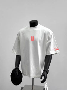 เสื้อยืดแขนสั้นผู้ชายคอตตอนแท้ทรงหลวมสไตล์สตรีทแวร์ลำลองสไตล์อเมริกัน 300 กรัม คอกลม เซ็กซี่ ใส่สบาย