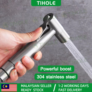 TIHOLE Stainless Steel 304 Bidet Spray Gun Set high pressure Adjustable Handheld Bidet Sprayer hand Shower Head for Single Bathroom Faucet Portable Diaper Bidet Toilet Hose Washer Pipe semburan bidet guna dengan hos tandas 喷枪