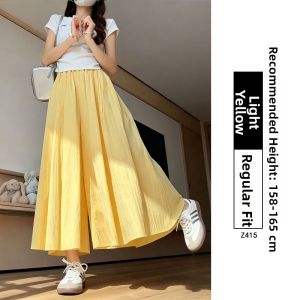 XIANYIJIAO | Small Size High Waist Ice Silk Ramie Shorts Pants 9/10 Length