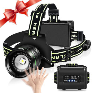 ไฟหน้าระยะไกลกําลังสูงไฟฉายแสงที่แข็งแกร่งความอดทนยาวนานเป็นพิเศษกลางแจ้งตกปลากลางคืนปีนเขา LED อัลตร้า