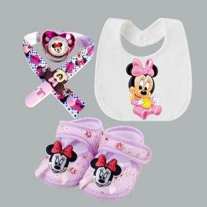 Disney | Baby nipple clip chain cute shoes with baby nipples Minnie Mouse baby bib baby nipple holder baby teething toy set newborn set