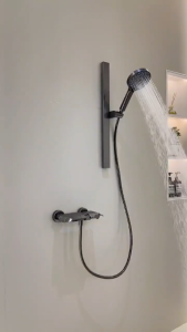 Xinkulong Metal Grey Shower Set Light Luxury Simple Split Piano Keys Hot and Cold Shower Faucets for Shower Rooms SG-K8318
