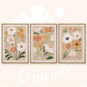 Kayou | AZNM Frameless Canvas Watercolor Wild Floral Bouquet Wall‑Art Print Minimalist Botanical Farmhouse Bedroom Home Decor Canvas Pos