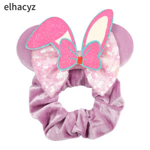 Herocross | Cute Park Trip Mouse Ears Velvet Scrunchies Hairband Women Elastic Christmas Girl Sequin 4" Bow Kids Party DIY Hair Accessories
