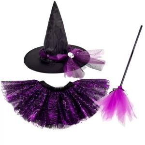 3Pcs Girls Halloween Outfit Printed Fluffy Tulle Tutu Skirt Unique Clothing for Kids Carnival Party & Stage Performance