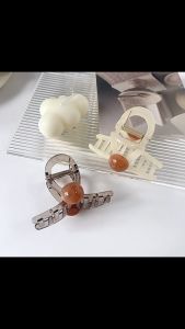 Jepit Rambut Salon 8cm Transparan dengan Mutiara Warna Bubble Gum Bentuk Simpul HCT011