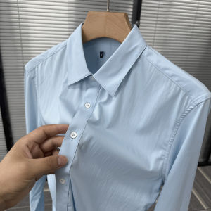 เสื้อเชิ้ตแขนยาวผู้ชาย ทรงหลวม ระบายอากาศได้ดี ทรงหลวม ทรงปกติ ฤดูร้อน 2025 คอแหลม ไม่มีแบรนด์