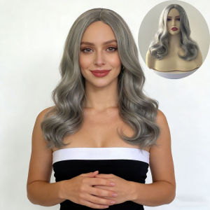 Wig female long curly hair European and American grandma gray head cover middle-aged and elderly fashion