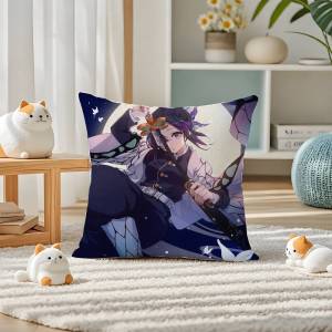 Bandai | Demon Slayer Water Breathing Art Anime Plush Pillow Cover Soft Short Plush Cushion Cover For Sofa Bedroom Home Decor Gift
