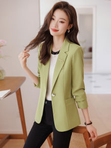 Green Suit Jacket Womens Slim Fit Professional Personality Casual High-End Feel Spring Autumn New Style Fashionable Top