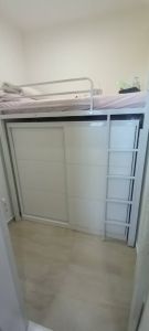 Loft bed with sliding door wardrobe customize for helper room /bomb shelter/utility room/store room/helper room