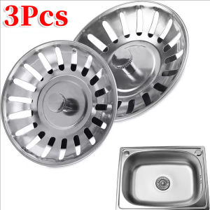 3pcs Kitchen Stainless Steel Sink Strainer Stopper / Metal Mesh Sink Drain Hole Strainer / Universal Floor Waste Plug Filter / Kitchen Bathroom Cleaning Filter Accessories