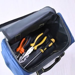 13" 16" 19" Multi-functional Molded Bottom Toolkit Heavy Duty Tools Bag Electrician Tool Beg Waterproof Electrician Bag Tool Bag Workpro Multi Pocket Canvas Waterproof Outdoor Camping Tool Box Storage 工具包