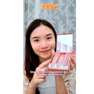 Set Kuas Make Up Brush Set 5Pcs Brush Powder Foundation Beauty Tools Portable Cermin