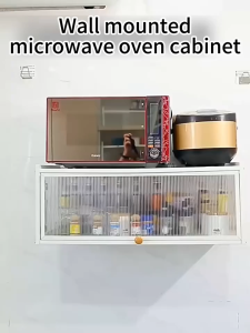 HOMEBLOOM-Hanging Kitchen Cabinet Wall Mounted Storage Cabinet Spice Rack Shelf With Pegboard Organizer