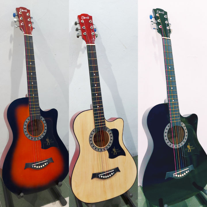 Davis Acoustic Guitar W/ Truss Rod & Colourful Strings W/ More Freebies