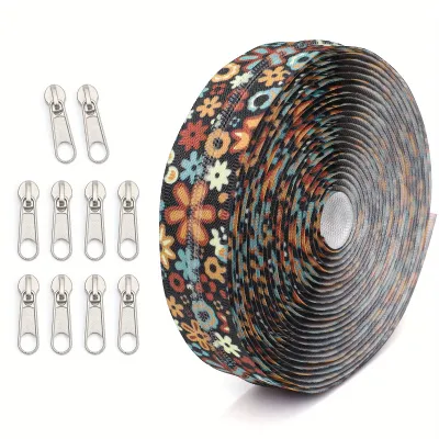 1 Bộ Dây Kéo 45m Với 10 Đầu Dây Kéo Bạc In Nylon Đầu Kín Hợp Kim Kẽm Hai Đầu Kéo Dùng Cho Túi Xách Quần Áo Và Giày Dép