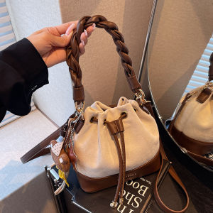 Vintage Twist Bucket Bag Womens Crossbody Bag Commute Fashion Retro Style Handbag Casual Simple Style Non-Washable Polyester