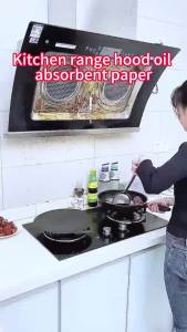 Range Hood Grease Filter Paper Oil Filter Paper Non-woven Grease Absorbing Paper Roll Replacement Kitchen Oil Hood Sticker