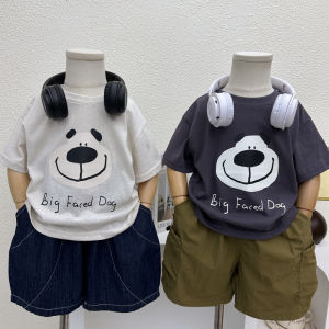 Boys Summer Short Sleeve T-Shirt Thin round Neck Half Sleeve Cartoon Print Breathable Cotton Blend Kids Clothing Summer Top